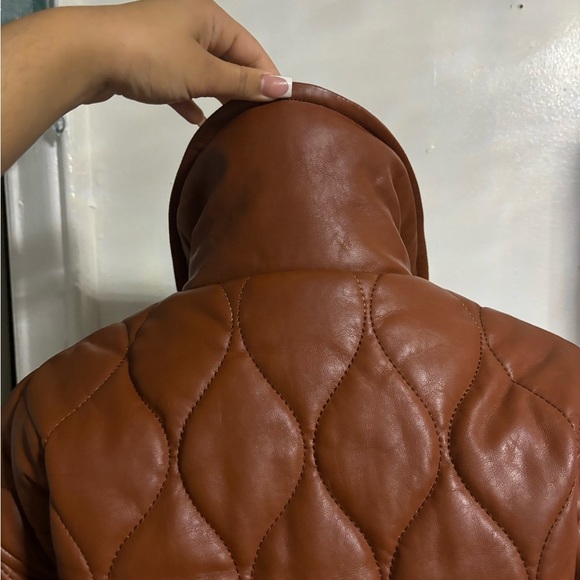 NWT BLANKNYC Faux Leather Quilted Brown Jacket - Picture 10 of 11